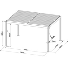 Ilustrácia terasového zastrešenia s rozmermi