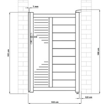Technický nákres záhradnej bránky s rozmermi