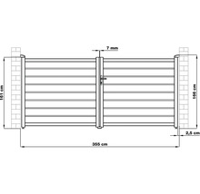 Technický výkres záhradnej brány s údajmi o šírke a výške