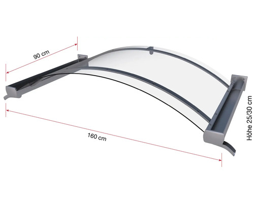 Strieška s rozmermi 160 cm šírka, 90 cm hĺbka a 25/30 cm výška