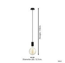 Závesné svietidlo, výška 110 cm, priemer 12,5 cm