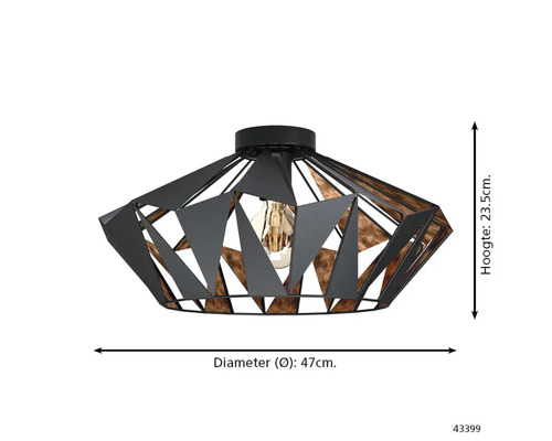 Stropné svietidlo, priemer 47 cm, výška 23,5 cm