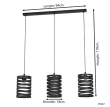 Závesné svietidlo s tromi svetlami, dĺžka 94 cm, šírka 18 cm, výška 110 cm
