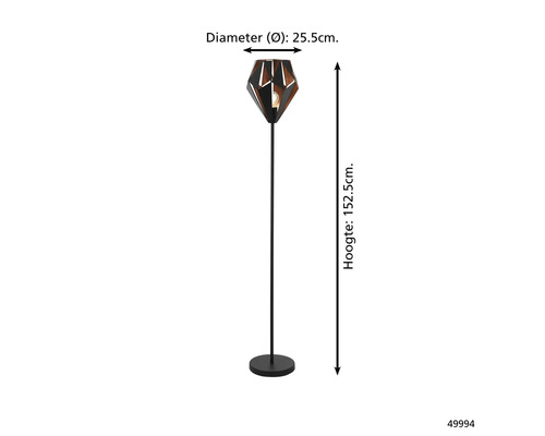Stojacia lampa s priemerom 25,5 cm a výškou 152,5 cm