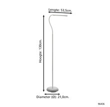 Stojacia lampa s výškou 130 cm, dĺžkou 53,5 cm a priemerom 21 cm