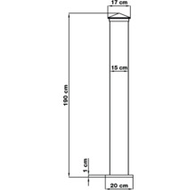 Technický nákres stĺpika plota s rozmermi