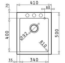 Technický nákres umývadla s rozmermi