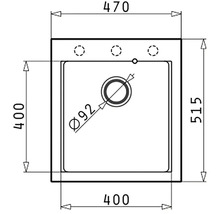 Technický výkres drezu s rozmermi