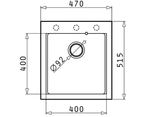 Technický výkres drezu s rozmermi