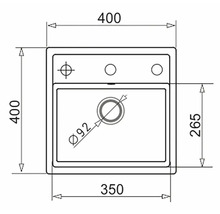 Technický nákres drezu s rozmermi