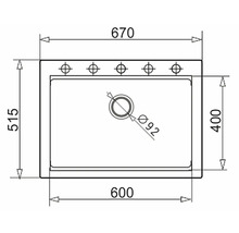 Technický nákres umývadla s rozmermi