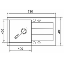 Technický nákres umývadla s rozmermi