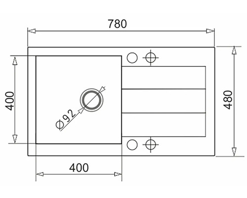 Technický nákres umývadla s rozmermi