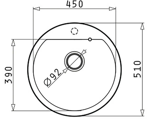 Technický nákres umývadla na dosku s rozmermi