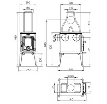 Technický nákres kachlí s rozmermi