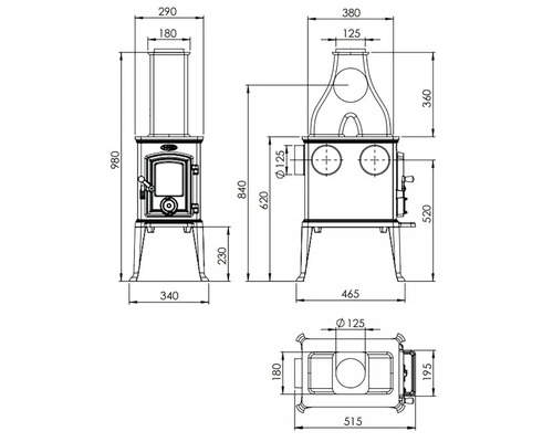 Technický nákres kachlí s rozmermi
