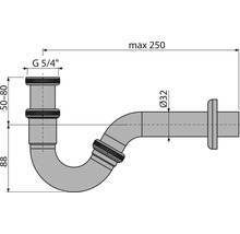 Technický nákres sifónu s rozmermi