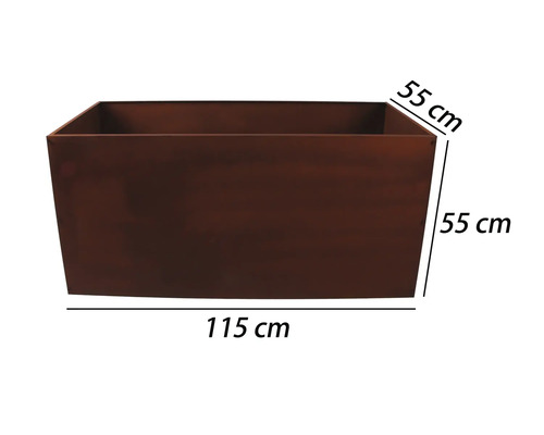 Obdĺžnikový kvetináč s rozmermi 115 x 55 x 55 cm