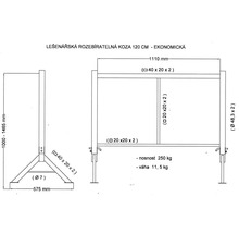 Technický nákres rozoberateľnej kozy na lešenie 120 centimetrov, rozmery a špecifikácie