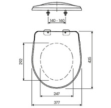 Technický výkres WC sedadla s rozmermi