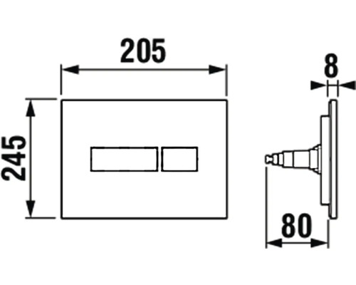 Technický nákres ovládacieho tlačidla s rozmermi
