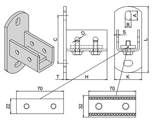 Technický nákres držiaka s rozmermi pre domácich majstrov