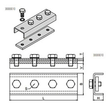 Technický nákres C-profilového spoja so skrutkami