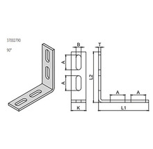 Technický nákres uholníka s rozmermi