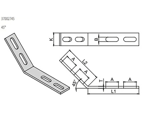 Technický výkres uhlovej spojky s rozmermi