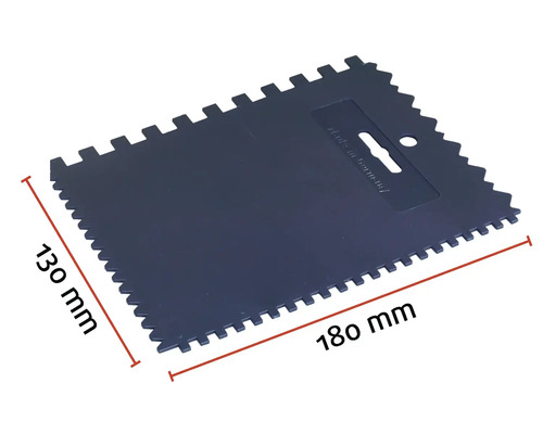 Plastová špachtľa so zubami, šírka 180 mm a výška 130 mm