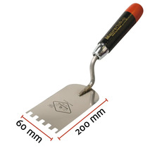 Oceľová zubová stierka, 200 mm x 60 mm