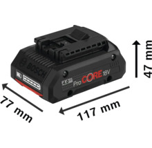 Batéria Bosch ProCore 18V 4.0 Ah s rozmermi 77 mm x 117 mm x 47 mm
