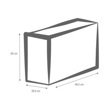 Obrázok s rozmermi: výška 60 cm, hĺbka 39,5 cm, dĺžka 99,5 cm