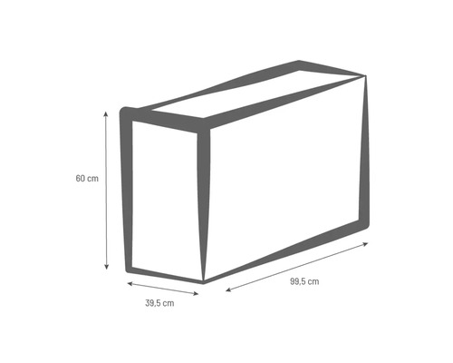 Obrázok s rozmermi: výška 60 cm, hĺbka 39,5 cm, dĺžka 99,5 cm