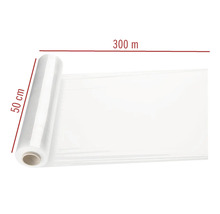 Rola transparentnej stretch fólie, šírka 50 centimetrov a dĺžka 300 metrov, na zabezpečenie nákladu.