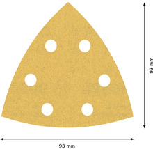 Trojuholníkový brúsny papier so šiestimi otvormi, 93 milimetrov