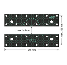 Doska ponku Wolfcraft Master 200 s rozmermi maximálne 365 krát 645 milimetrov a maximálnym rozpätím 145 milimetrov