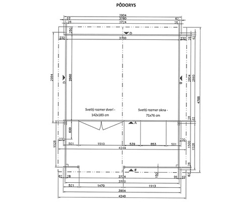 Pôdorys budovy s rozmermi