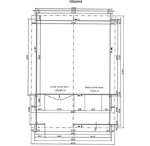 Pôdorys s rozmermi záhradného domčeka alebo podobnej stavby