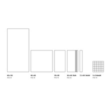 Rôzne veľkosti dlaždíc: 60 x 120, 60 x 60, 30 x 60, 30 x 60 stupeň, 7,2 x 60 sokel, 5 x 5 mozaika