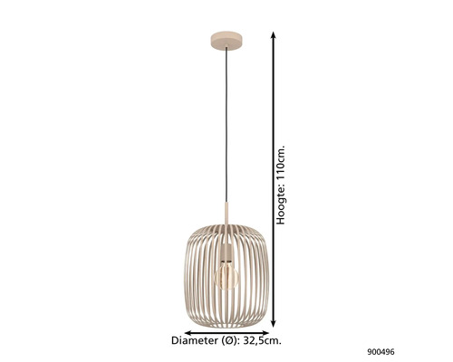 Závesná lampa s dreveným rebrovaním, priemer 32,5 cm, výška 110 cm
