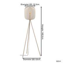 Stojacia lampa s dreveným rámom, výška 140,5 cm