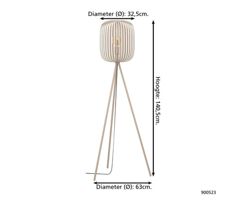 Stojacia lampa s dreveným rámom, výška 140,5 cm