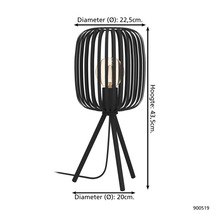 Čierna stolná lampa s rozmermi 43,5 cm výška a 22,5 cm priemer