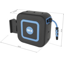Navijak na záhradnú hadicu s hadicovou prípojkou s rozmermi 62 x 23,5 x 45 cm.