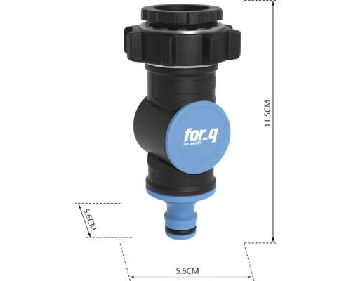 Logo For_q Konektor kohútika s rozmermi 11,5 x 5,6 centimetrov