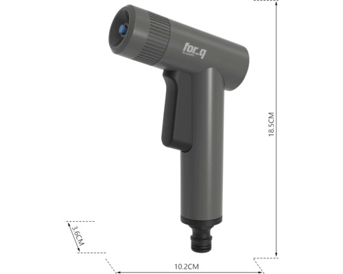 Vodná striekacia pištoľ For Q s rozmermi