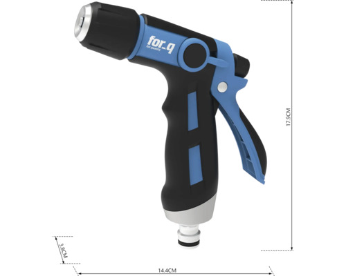 Záhradný postrekovač s rozmermi 17,9 cm na výšku a 14,4 cm na šírku