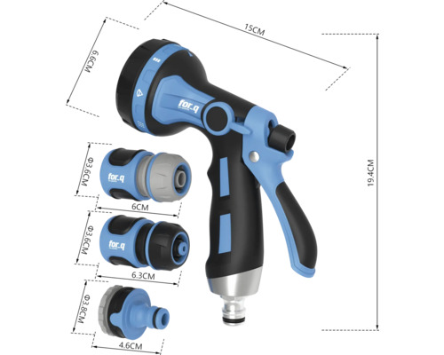 Striekacia pištoľ For Q s rozmermi