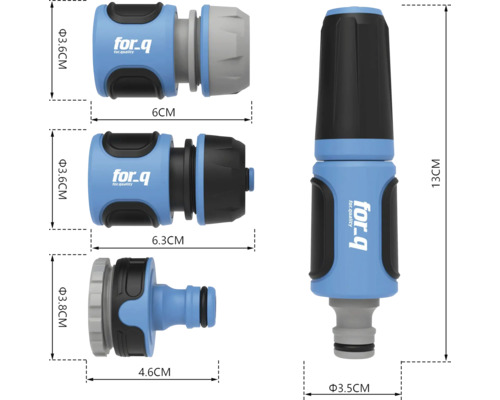 Sada záhradných hadicových spojok for_q s rozmermi